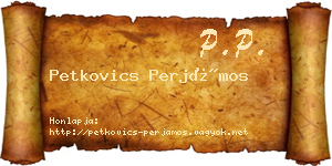 Petkovics Perjámos névjegykártya
